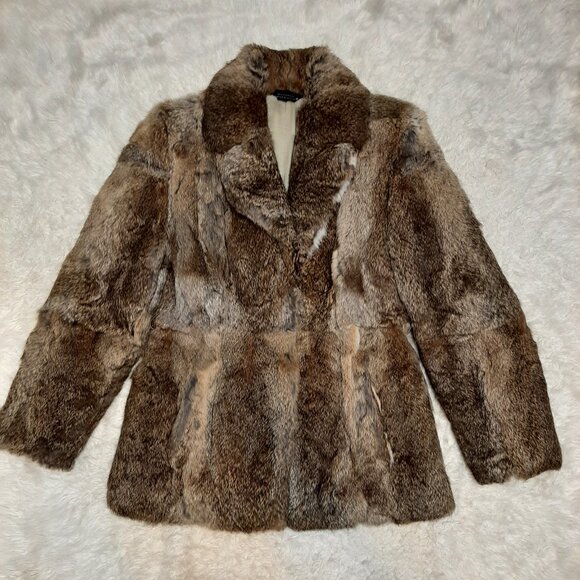 Vintage Opera Women's Brown Genuine Rabbit Fur Coat Size M - Picture 2 of 10